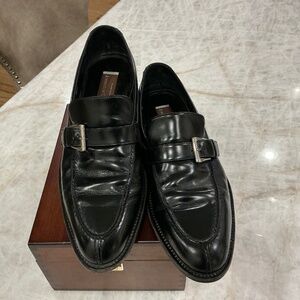 Johnston and Murphy Black Leather Buckle Closure Slip on mens Dress Shoe Size 11